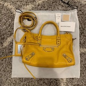Balenciaga medium city in mustard